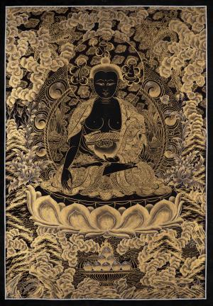 Original Tibetan Buddhist Painting Of Shakyamuni Buddha Thanka | 24K Gold Painted Tibetan Home Decoration Art